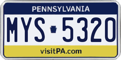 PA license plate MYS5320