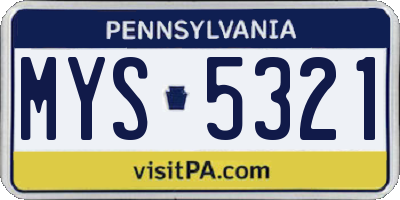 PA license plate MYS5321