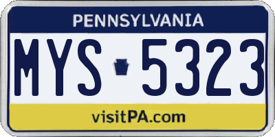 PA license plate MYS5323