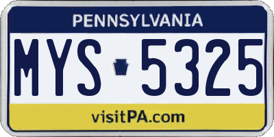 PA license plate MYS5325