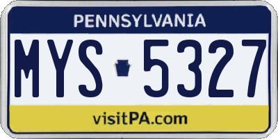 PA license plate MYS5327
