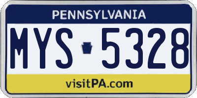 PA license plate MYS5328