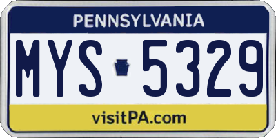 PA license plate MYS5329