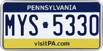 PA license plate MYS5330