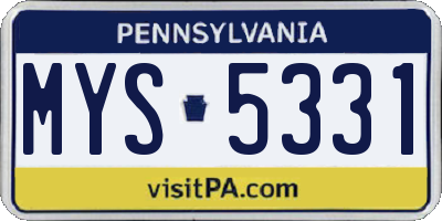 PA license plate MYS5331