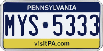 PA license plate MYS5333