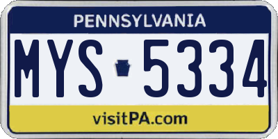 PA license plate MYS5334