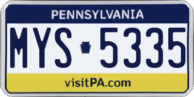 PA license plate MYS5335