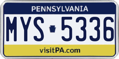 PA license plate MYS5336