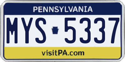 PA license plate MYS5337