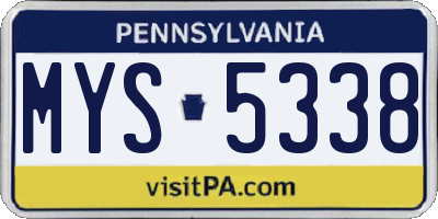 PA license plate MYS5338