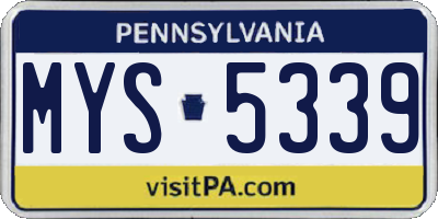 PA license plate MYS5339