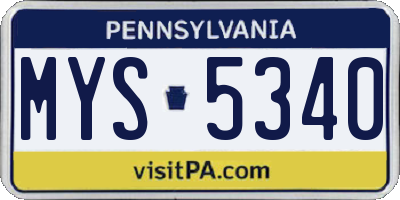 PA license plate MYS5340