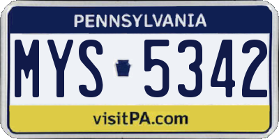 PA license plate MYS5342