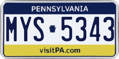 PA license plate MYS5343