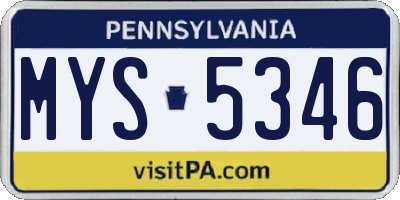 PA license plate MYS5346