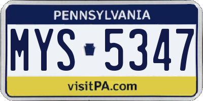 PA license plate MYS5347