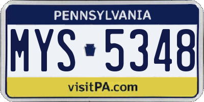 PA license plate MYS5348