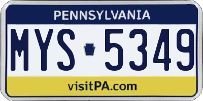 PA license plate MYS5349