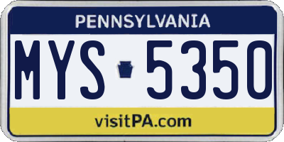 PA license plate MYS5350