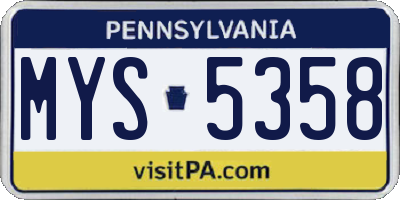 PA license plate MYS5358
