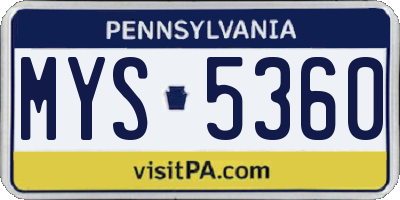 PA license plate MYS5360