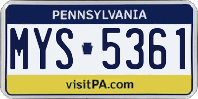 PA license plate MYS5361