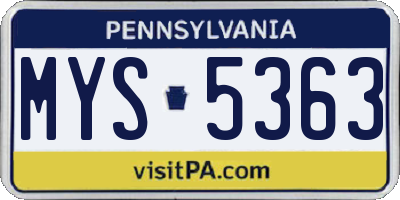 PA license plate MYS5363