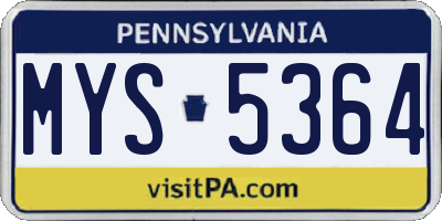 PA license plate MYS5364