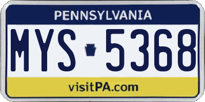 PA license plate MYS5368