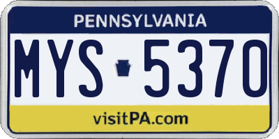 PA license plate MYS5370