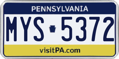 PA license plate MYS5372