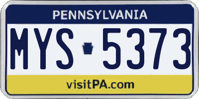PA license plate MYS5373
