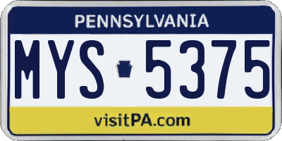 PA license plate MYS5375
