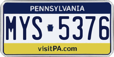 PA license plate MYS5376