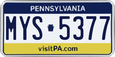 PA license plate MYS5377
