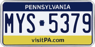 PA license plate MYS5379