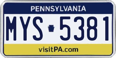 PA license plate MYS5381