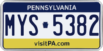 PA license plate MYS5382