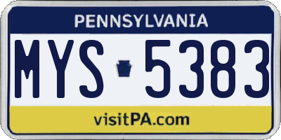 PA license plate MYS5383