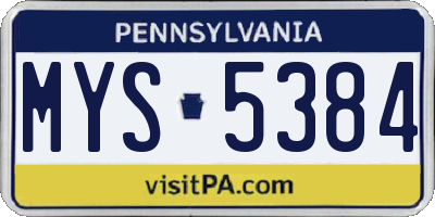 PA license plate MYS5384