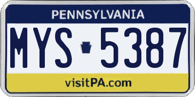 PA license plate MYS5387
