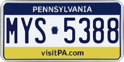 PA license plate MYS5388