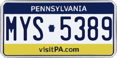 PA license plate MYS5389