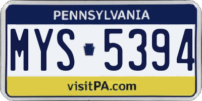 PA license plate MYS5394