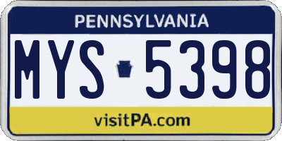 PA license plate MYS5398
