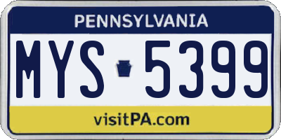 PA license plate MYS5399