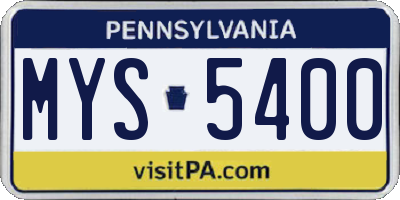 PA license plate MYS5400