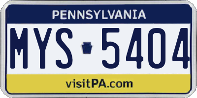 PA license plate MYS5404