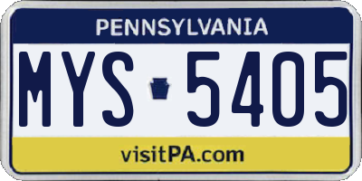 PA license plate MYS5405